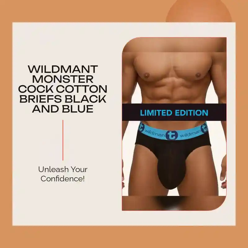 WildmanT Monster Cock Cotton Briefs Black and Blue by@Outfy