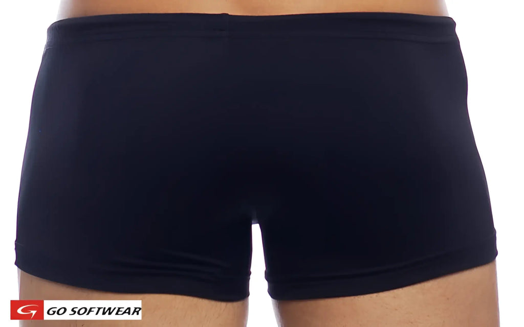 Black priapos sq-cut briefs made of soft stretchy fabric with smooth finish and elastic waistband featuring c-ring