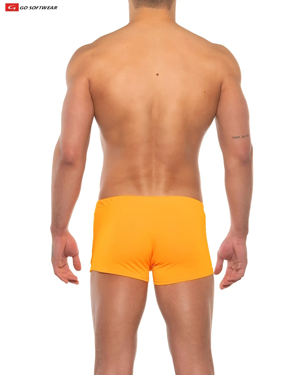 Bright orange go softwear priapos sq cut swim trunks with c ring designed for stylish swimwear use