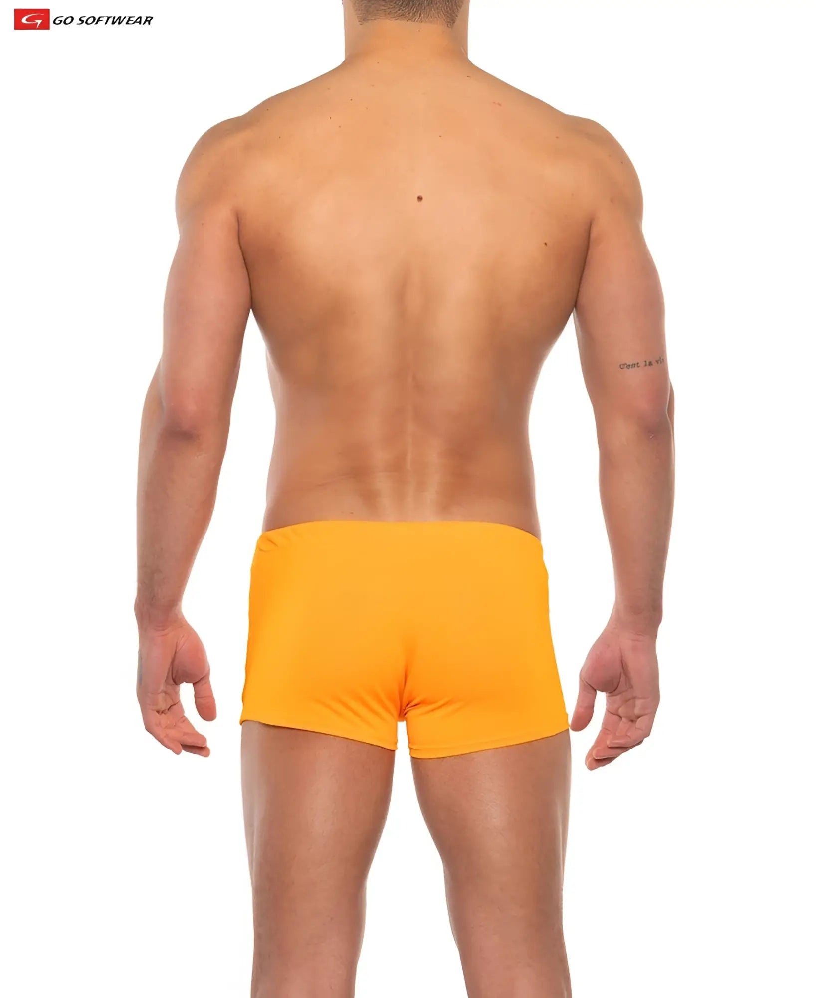 Bright orange go softwear priapos sq cut swim trunks with c ring designed for stylish swimwear use