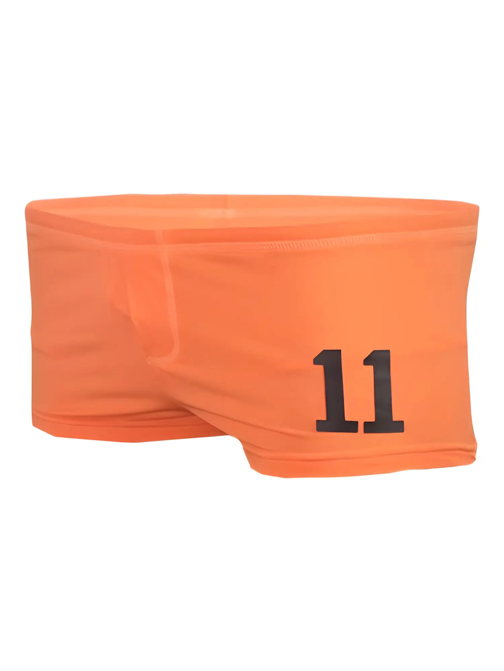 Bright orange pride 11 brief athletic briefs featuring a bold black number 11 printed on the side