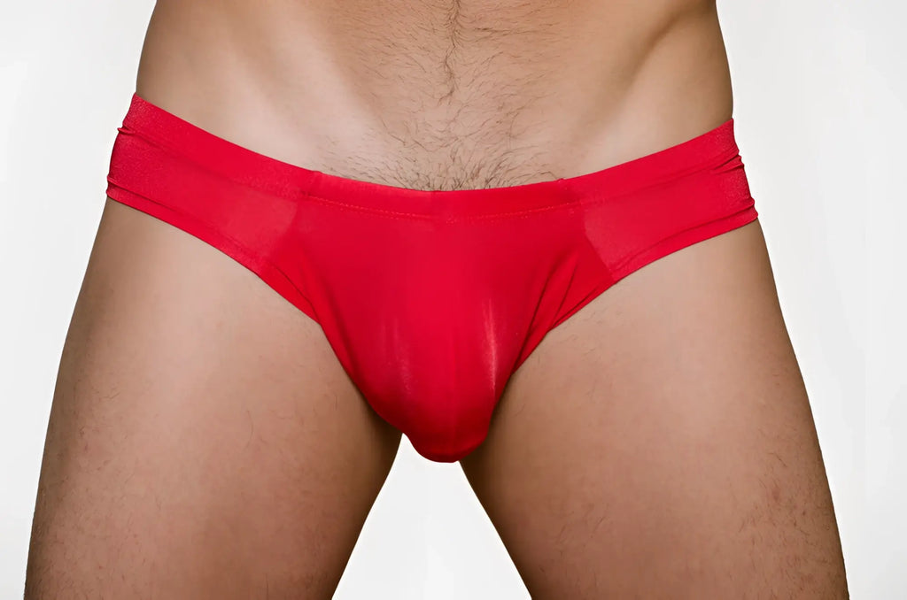 Red pride cheeky metro brief with plus pouch made of smooth stretchy fabric in a form-fitting design