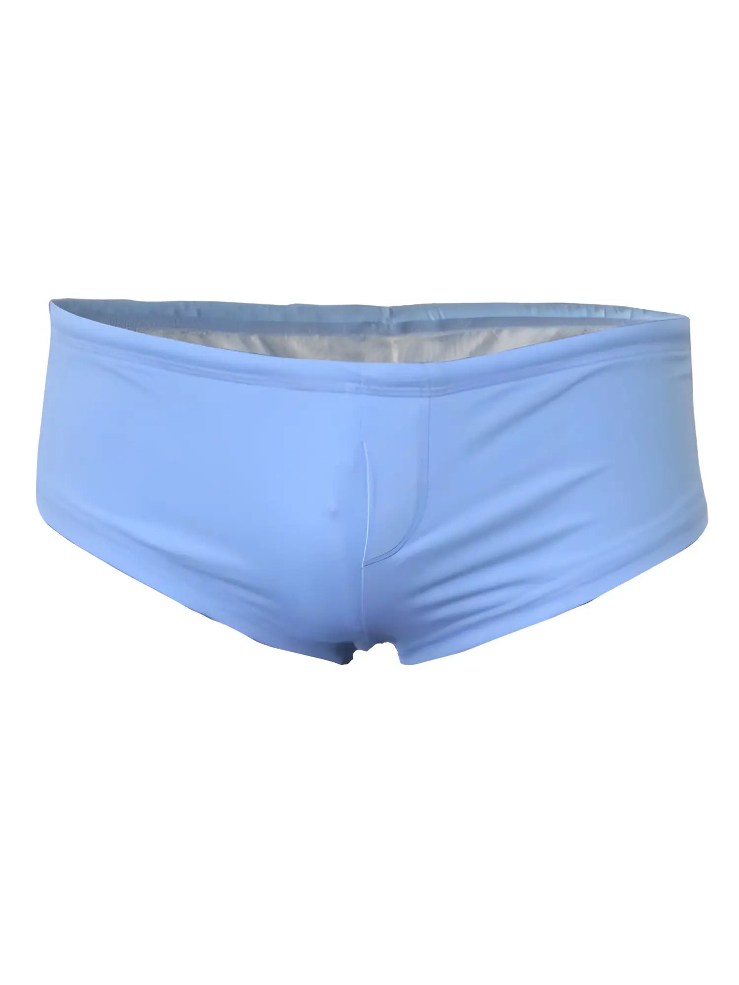 Light blue pride Justin brief swim trunks with smooth stretchy fabric and subtle inner lining for comfortable wear