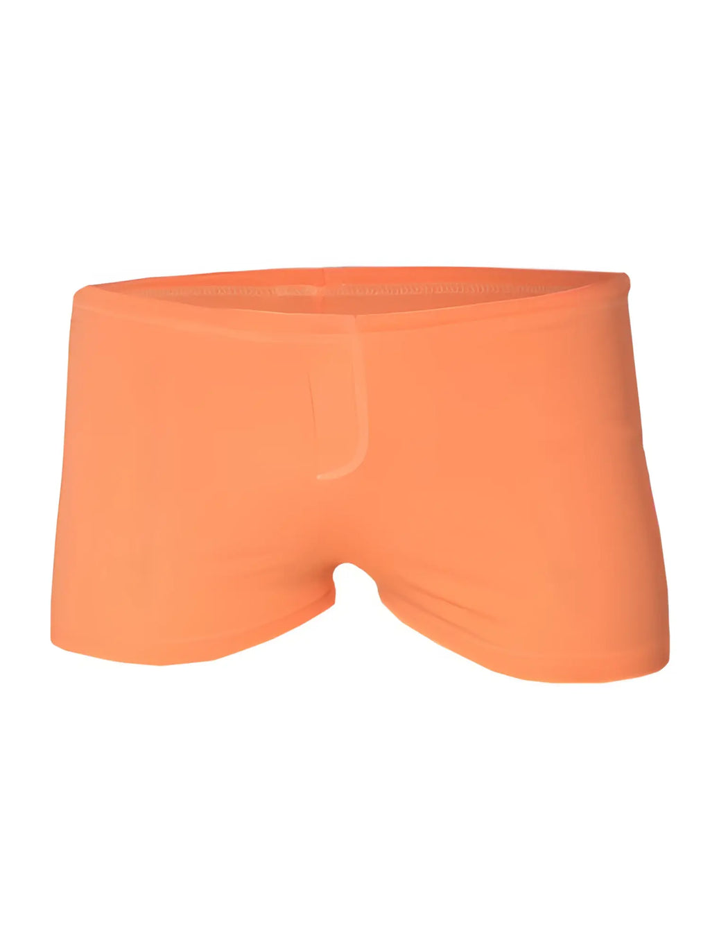 Bright orange pride square trunk swim trunks with smooth stretchy fabric and a minimalist design