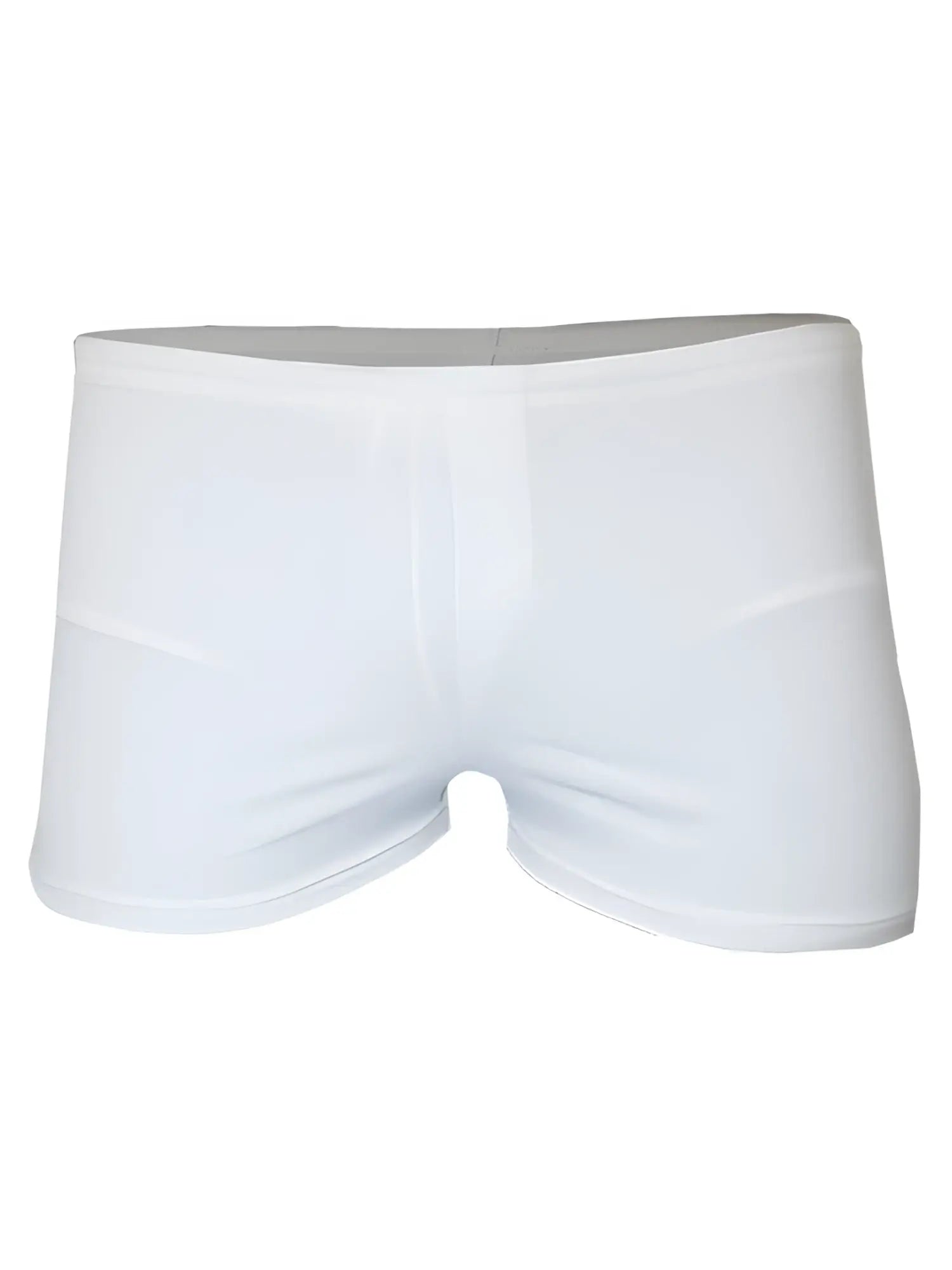 White pride square trunk swim trunks with smooth seamless fabric and subtle waistband detail in a form-fitting design