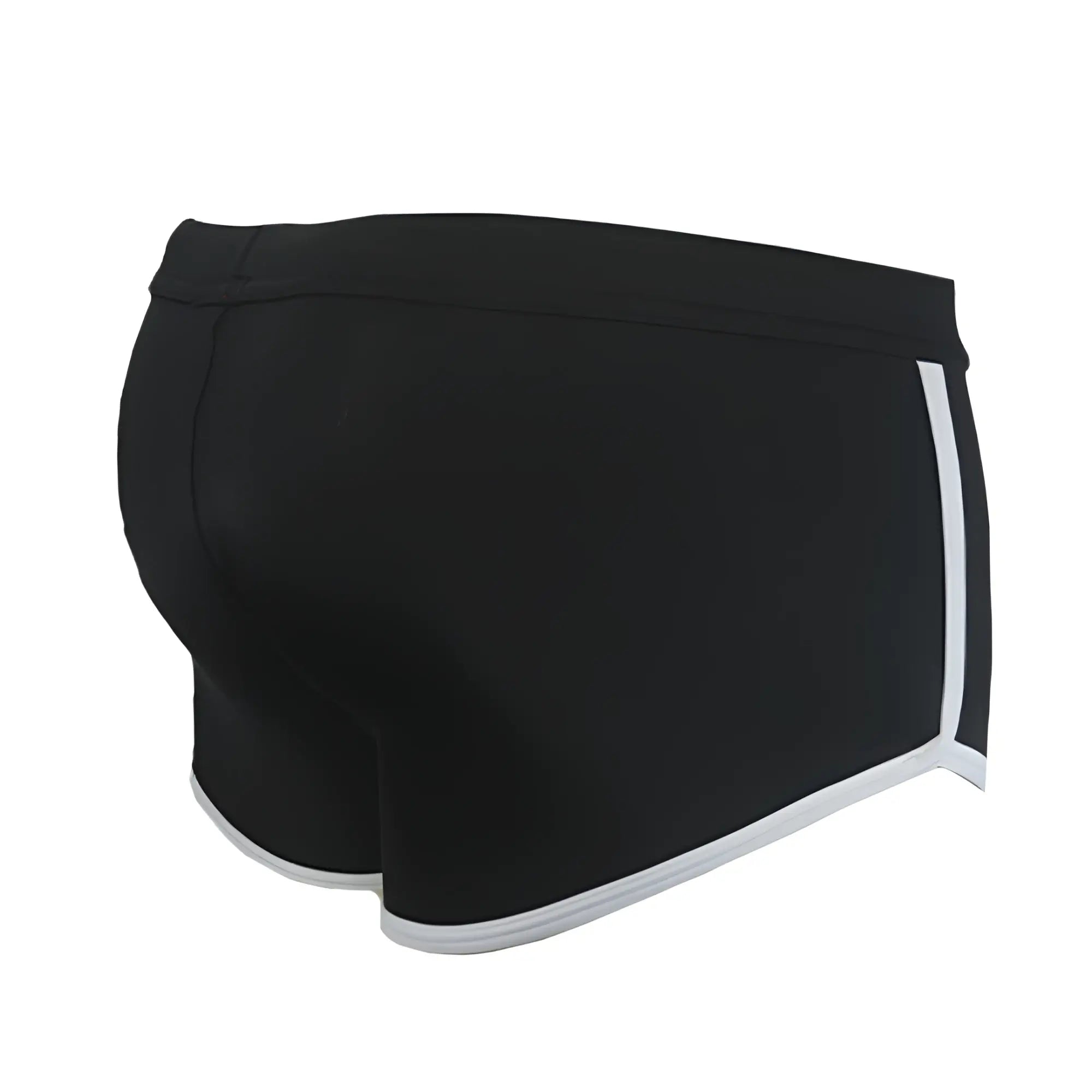 Black Pride Vince Trunk athletic shorts with white side stripes and trim designed for active wear
