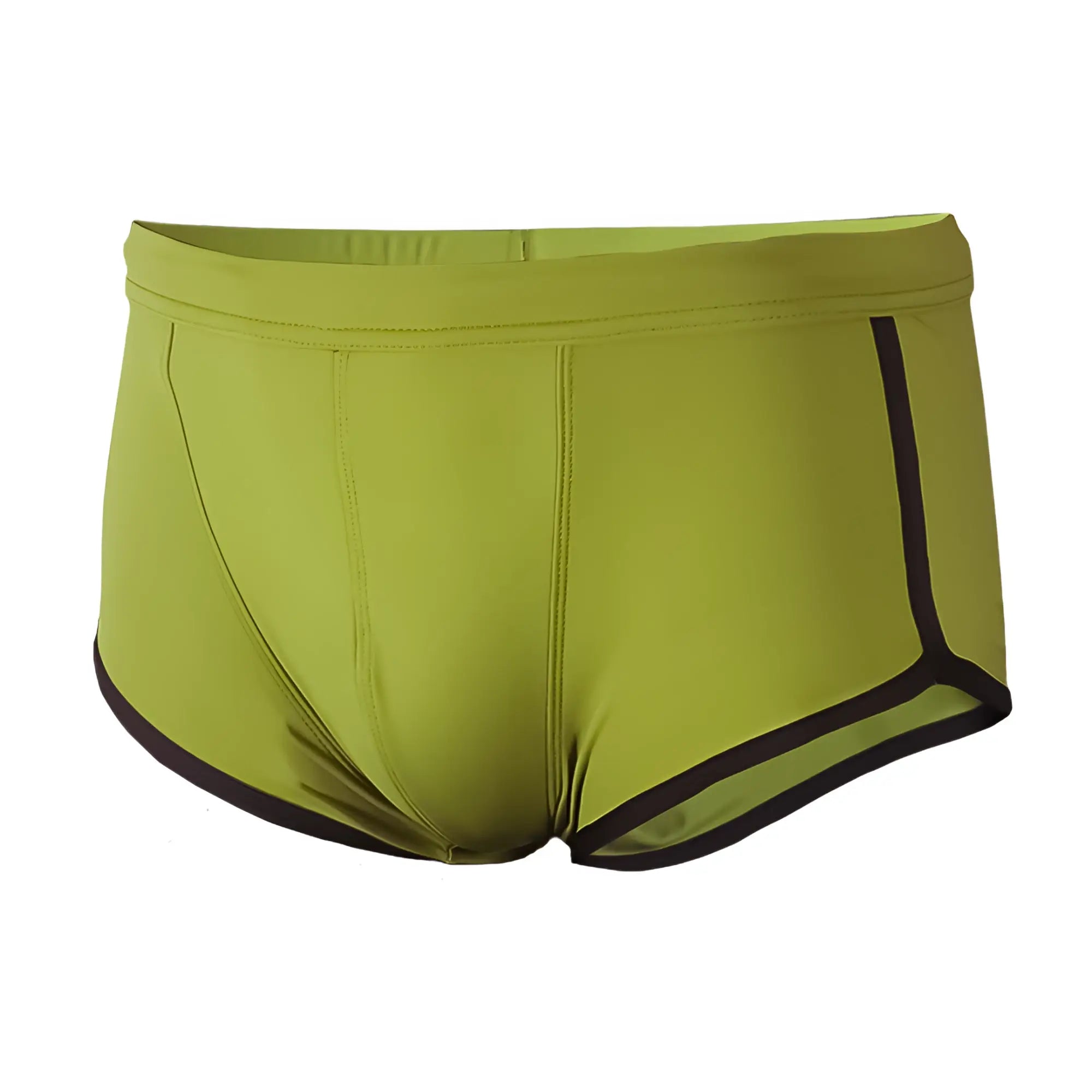 Pride vince trunk lime green athletic briefs with black trim on waistband and leg openings for active wear
