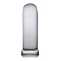 Prisms Erotic Glass Pillar Large: A smooth, transparent glass cylinder with a rounded tip and a flat base.