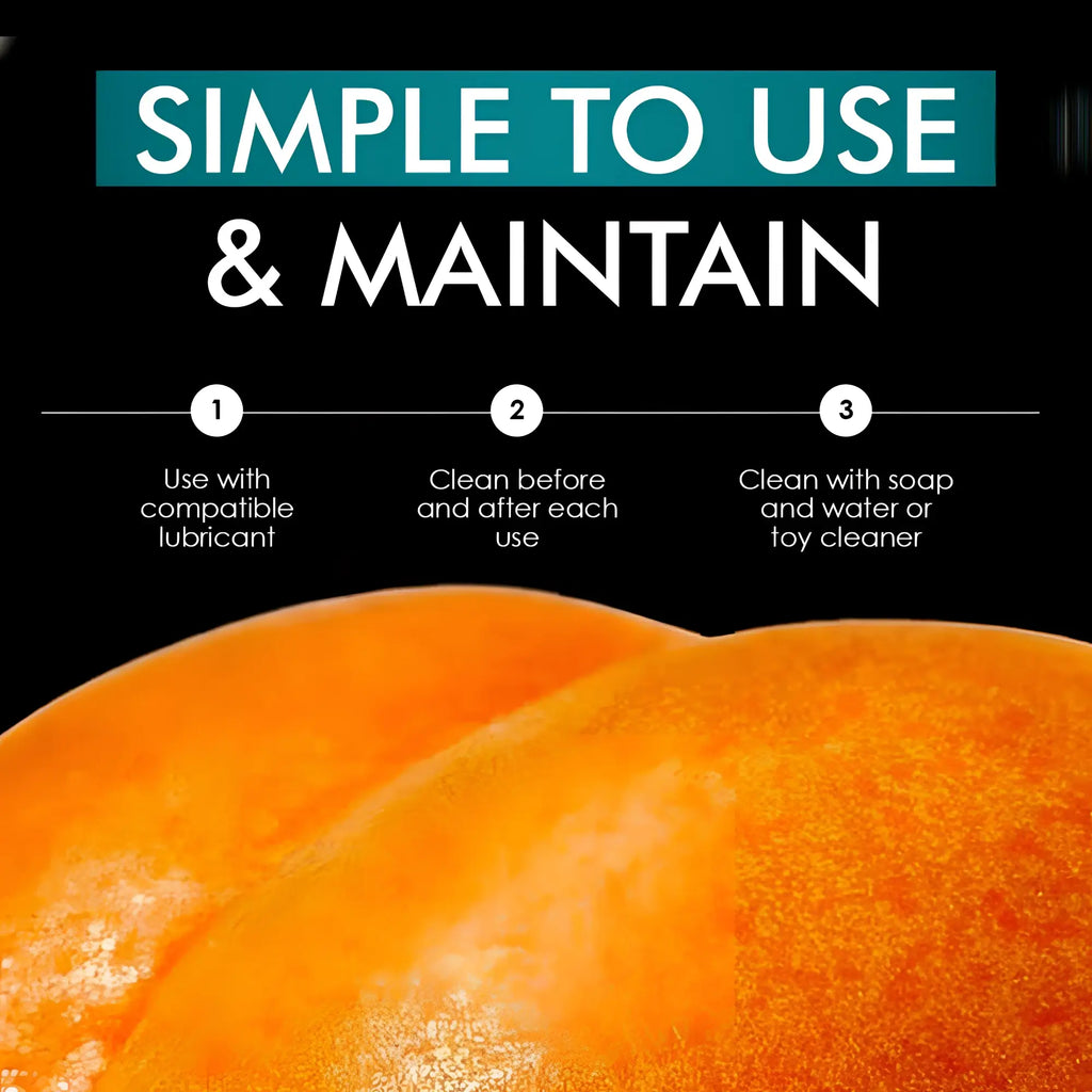 Infographic for Prisms Erotic Glass Smoky Jade curved dildo showing 3 simple steps for use and maintenance.