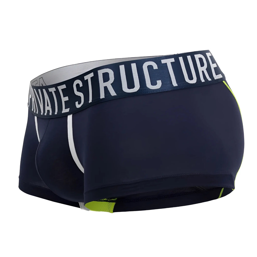 Navy ranger private structure baut4389 athlete trunks for men with neon green accents and branded waistband