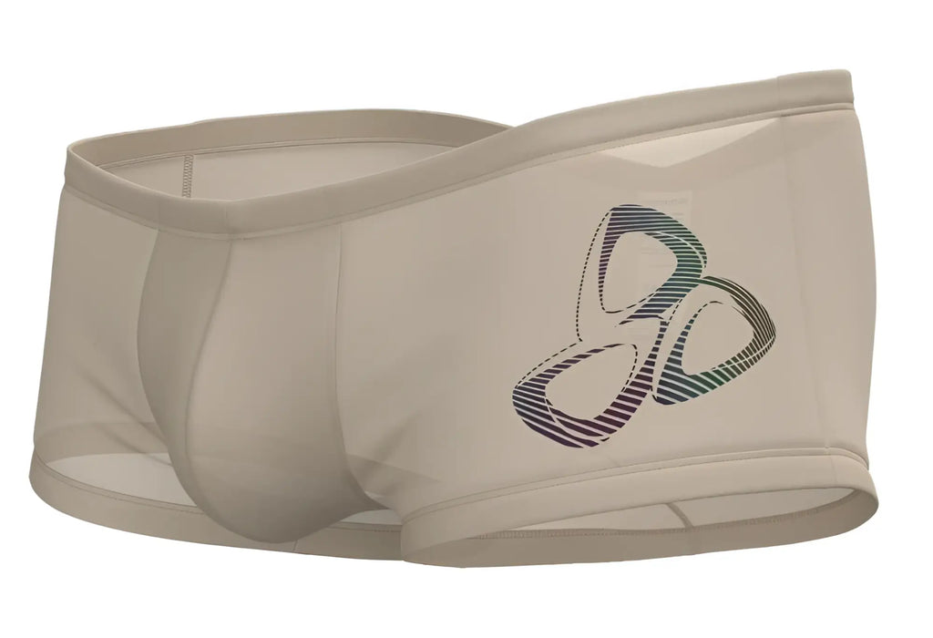 Beige private structure brut4390 bare hipster briefs featuring a colorful striped olympic logo design