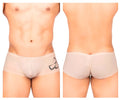 Beige private structure brut4390 bare hipster briefs with black butterfly logo on left hip in nude color