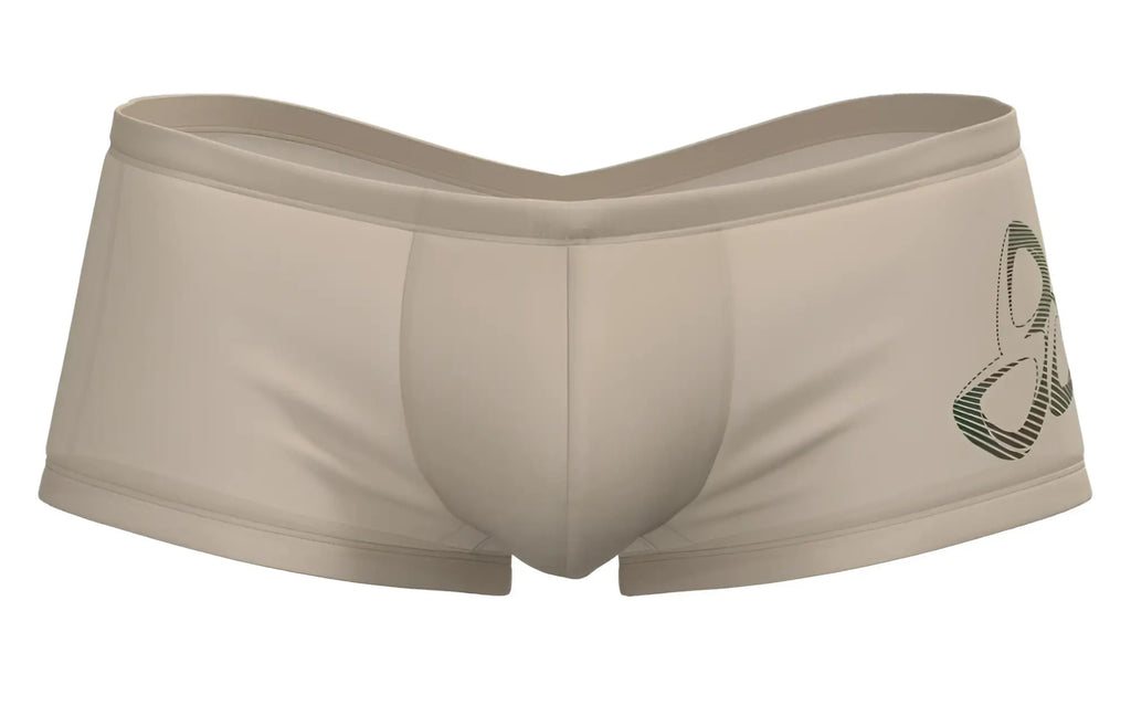 Beige private structure brut4390 bare hipster briefs with subtle green logo on the side in nude color