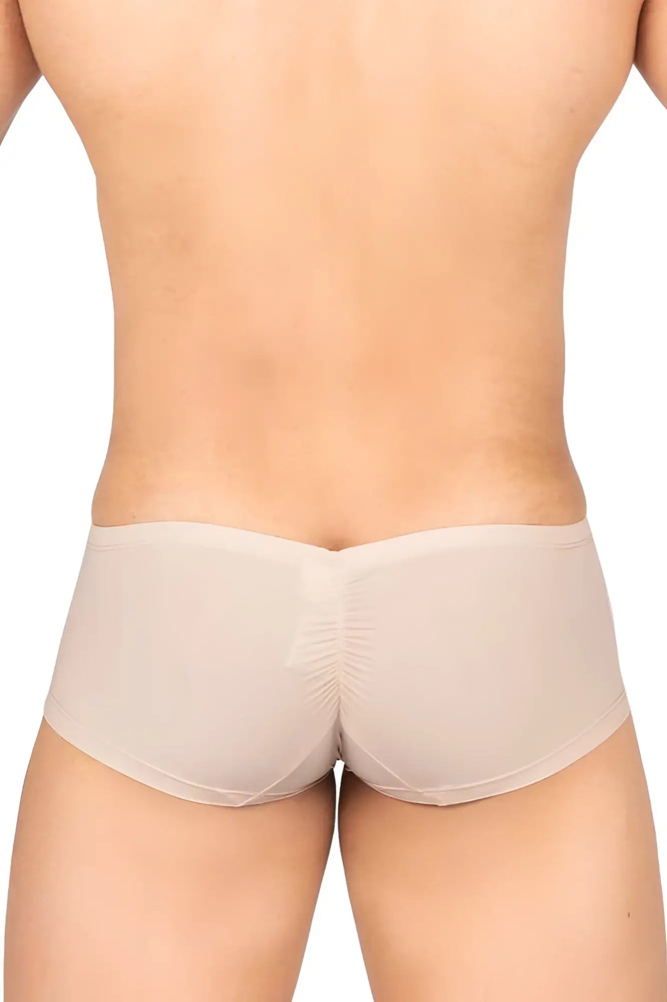Beige stretchy briefs with ruched back design in nude color by private structure bruth4390 bare hipster