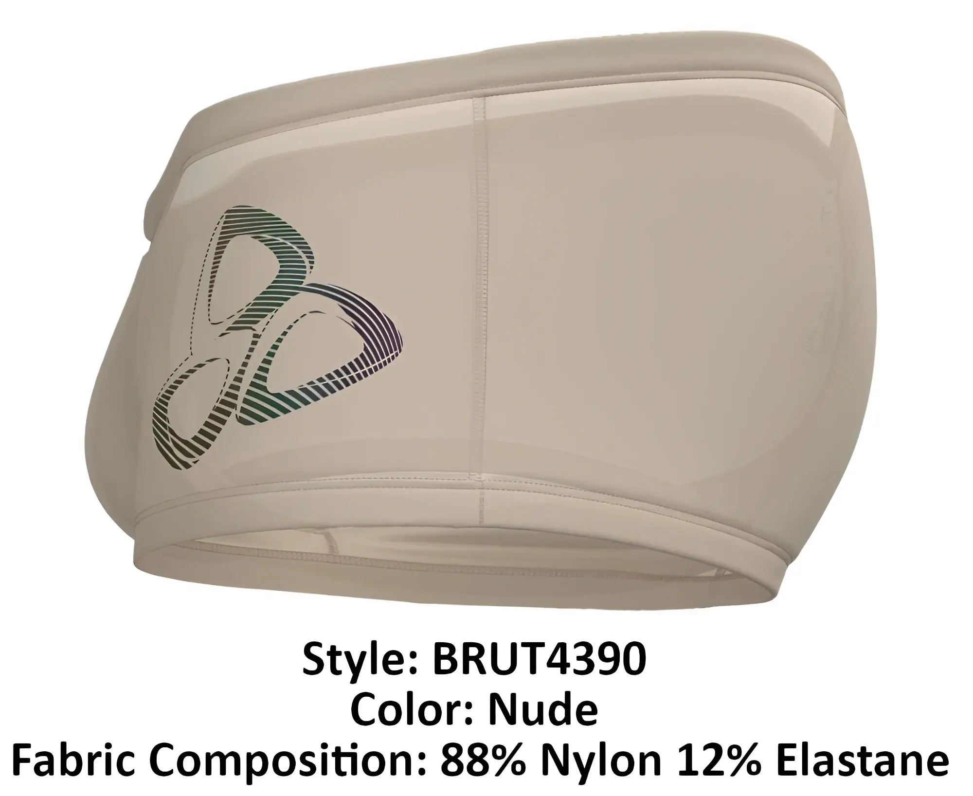Nude-colored stretchy nylon and elastane briefs with subtle gradient logo on the side private structure BRUT4390 bare hipster