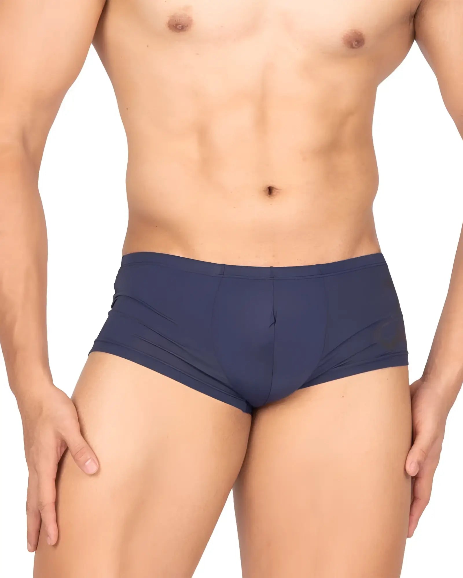 Private structure brut4390 bare hipster navy blue briefs with smooth silk fabric and subtle front seam detail