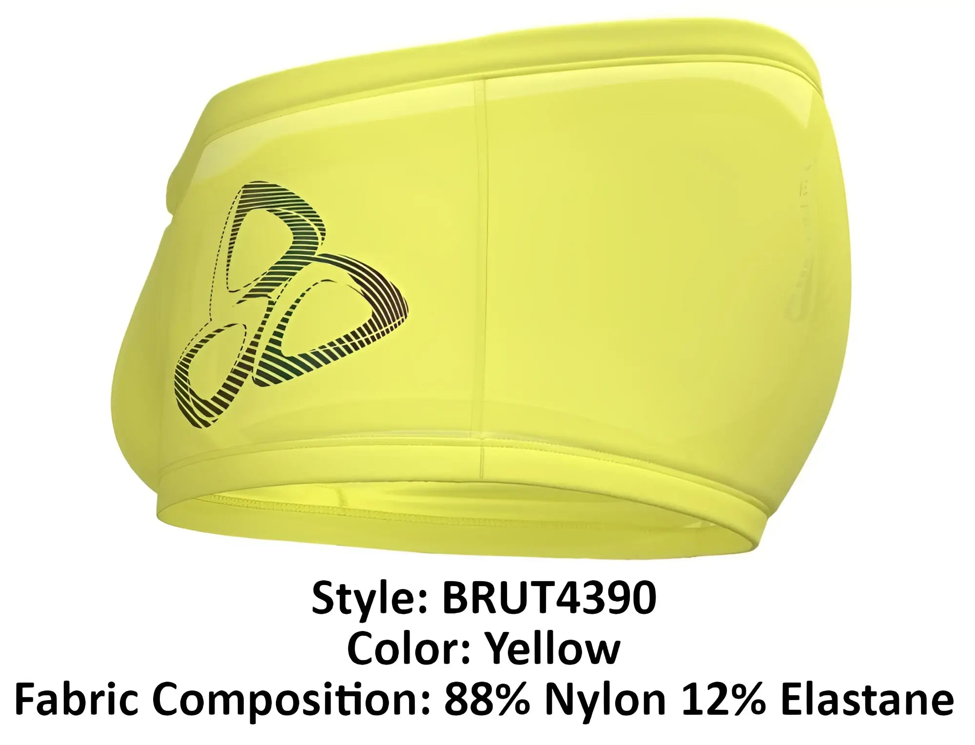 Bright yellow private structure brut4390 bare hipster athletic shorts with sleek form fitting design and black logo on side