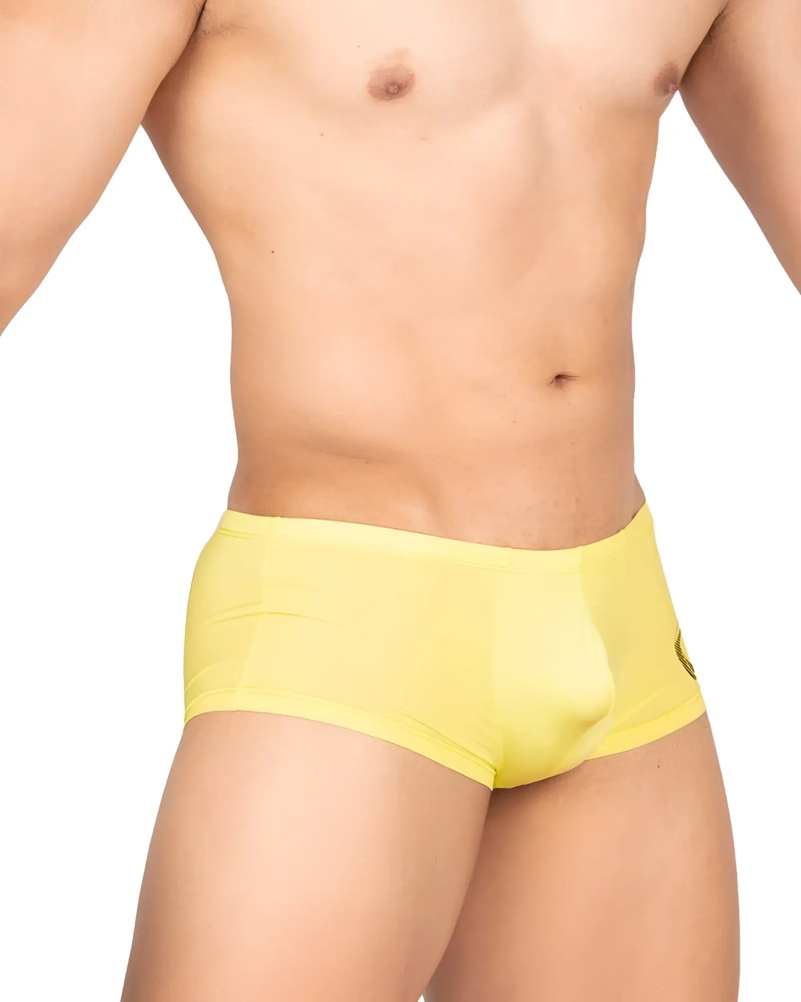 Bright yellow private structure brut4390 bare hipster men’s briefs with smooth form-fitting fabric and small side logo