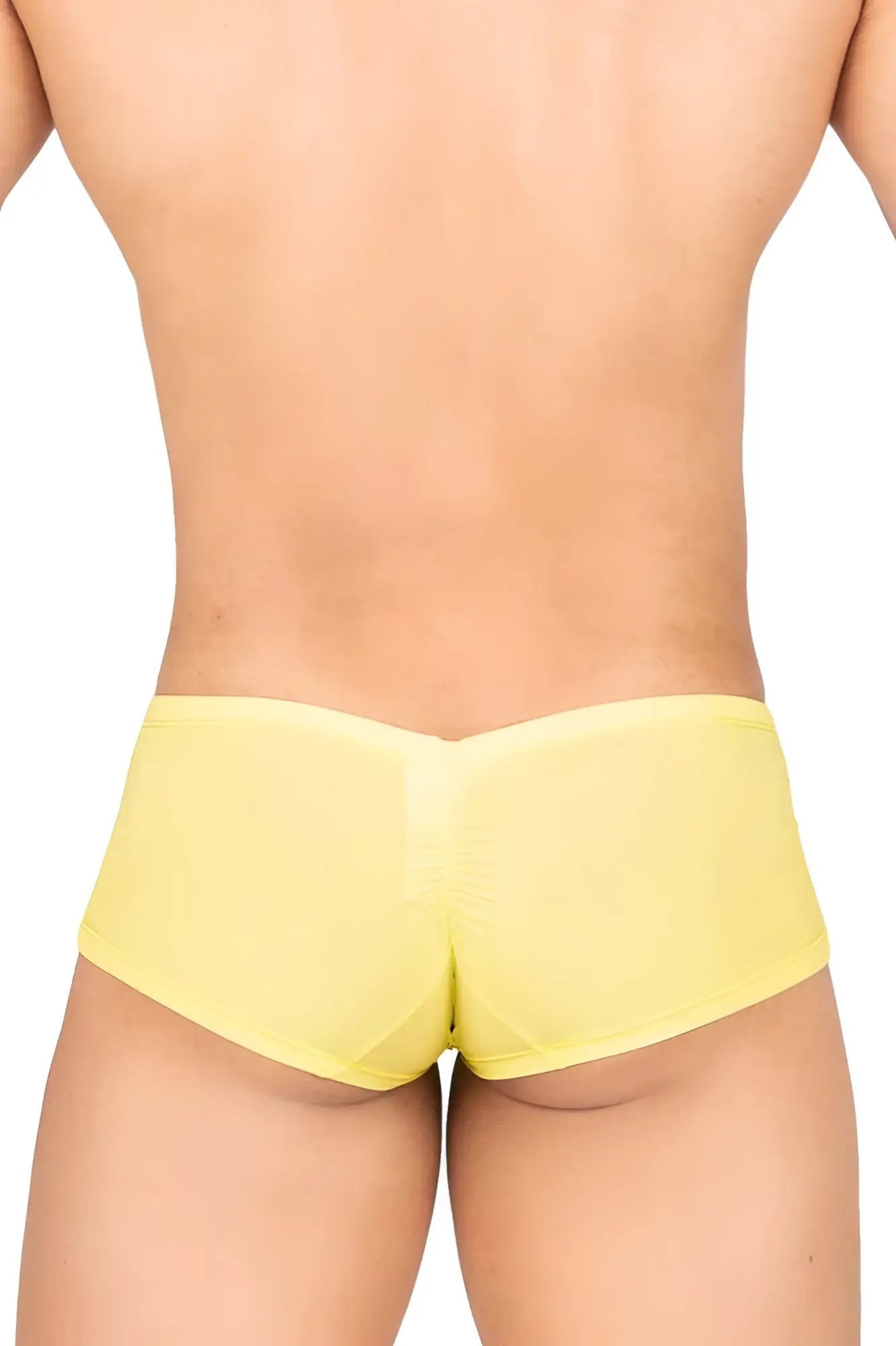 Bright yellow sheer mesh briefs private structure brut4390 bare hipster showing front side details