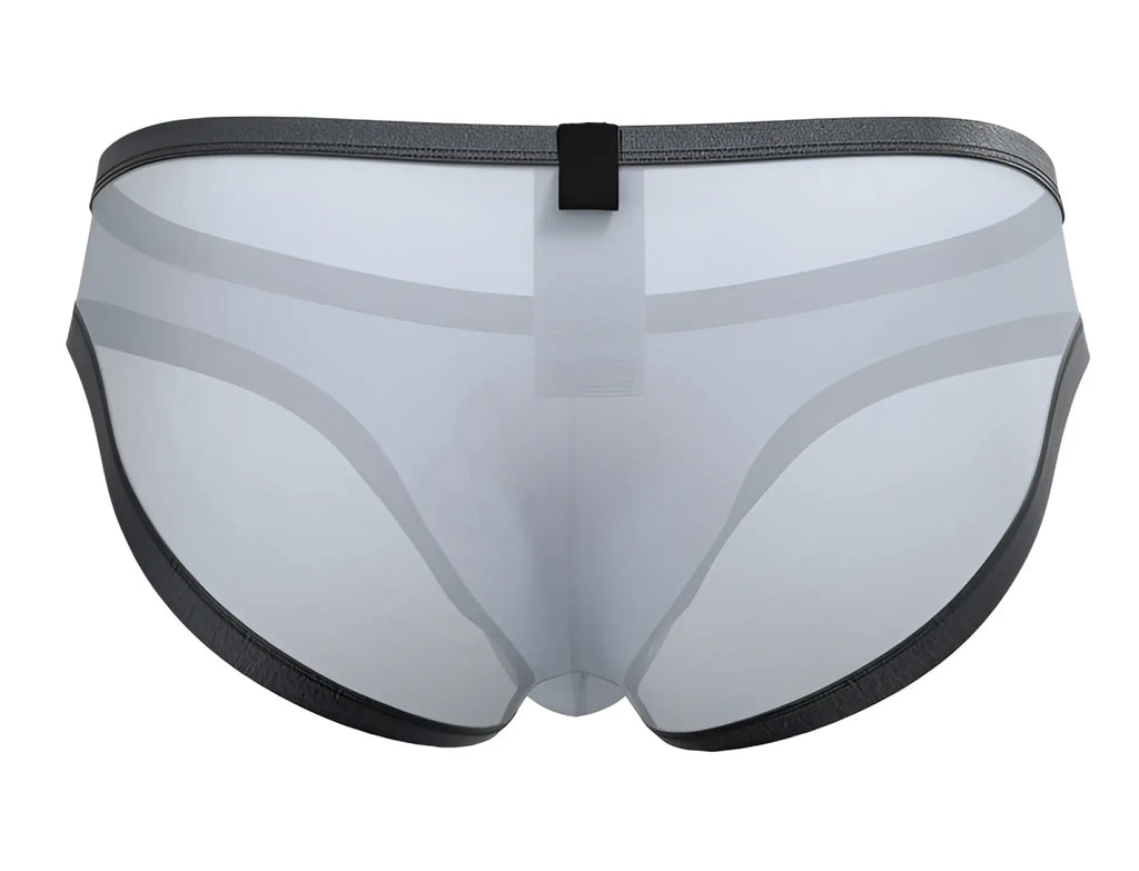 Private Structure Brut4393 bare bikini in lilac with transparent gray mesh briefs and black elastic trim with central tab