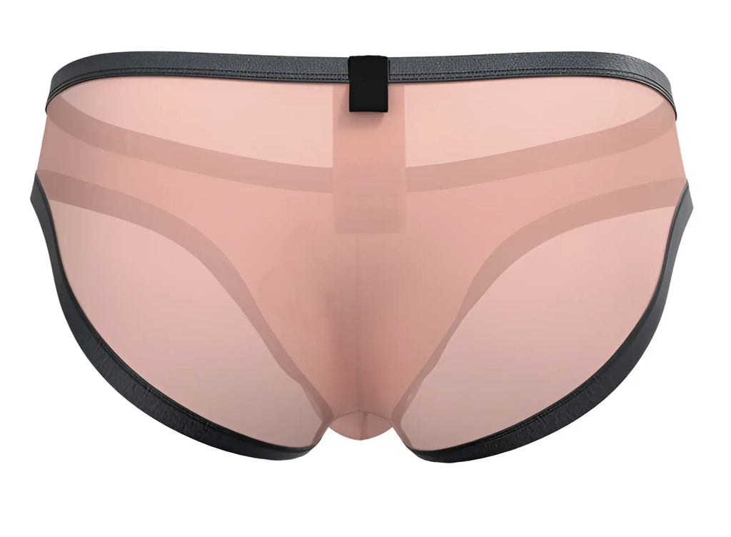 Private structure brut4393 bare bikini orange sheer mesh briefs with black elastic trim and central tab closure