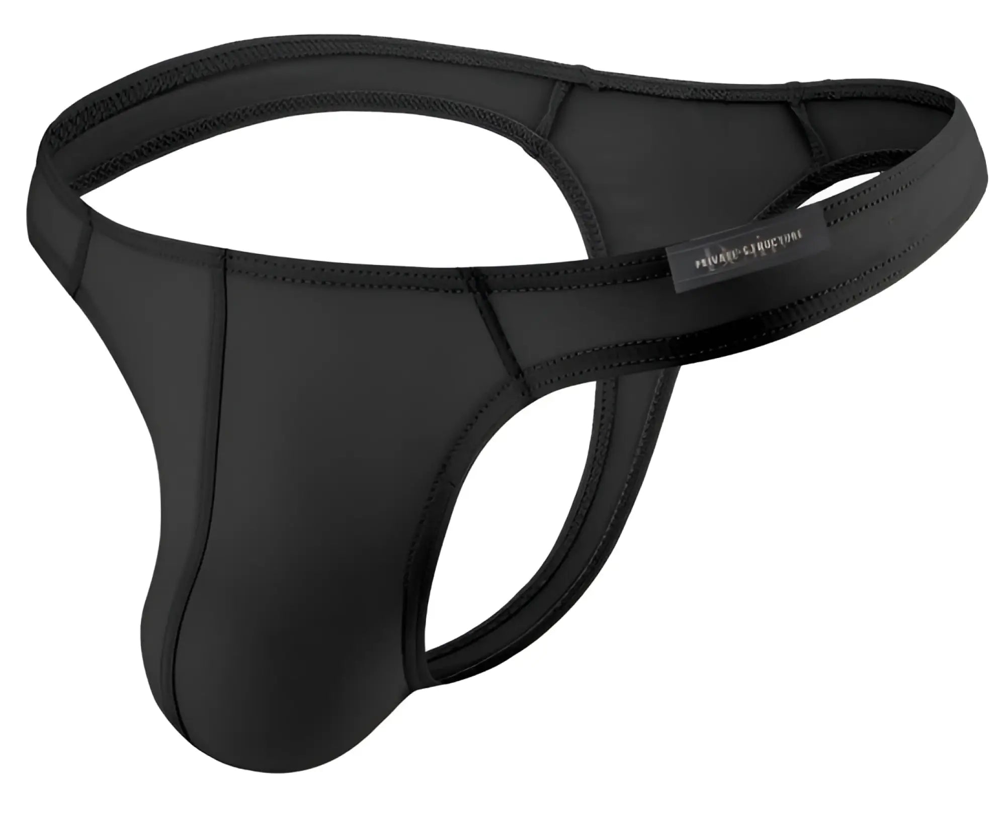 Private structure dgemu3545bt desire glaze black neoprene thong with sleek form-fitting design and reinforced stitching