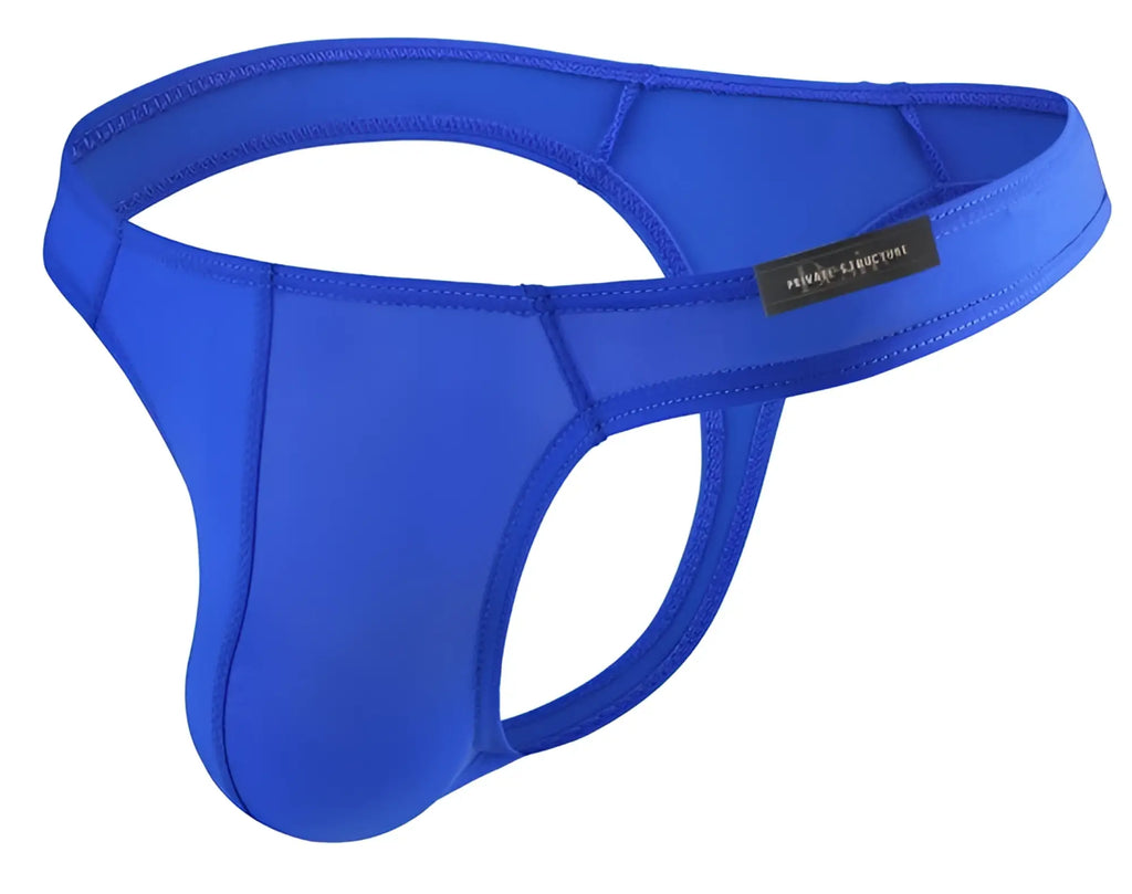 Bright blue seamless fabric thong with black prime structure brand tag private structure dgemu3545bt desire glaze