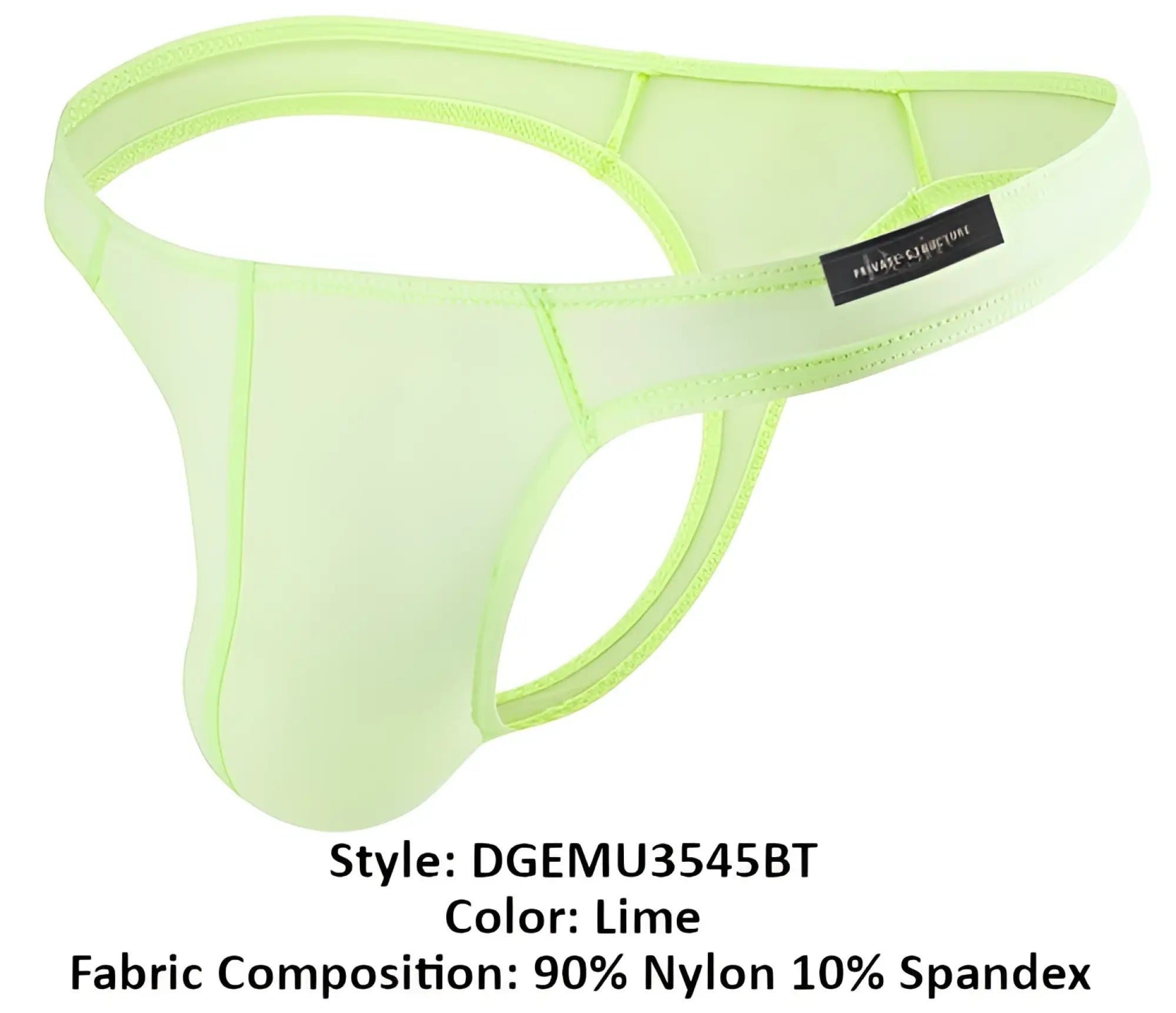 Lime sheer nylon and spandex thong with sleek form-fitting design private structure dgemu3545bt desire glaze thong