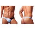 Light blue and black Private Structure DGUY4025 Desire Glaze G-string thong with red accent stripe front view