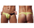 Vibrant yellow and black thong with red accent stripe private structure dguay4025 desire glaze g-string color yellow