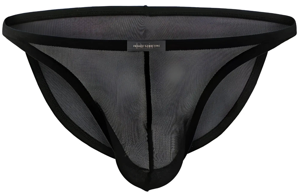 Black mesh thong with reinforced elastic trim and central seam from Private Structure DIAMU3454BT Desire Intima low rise bikini