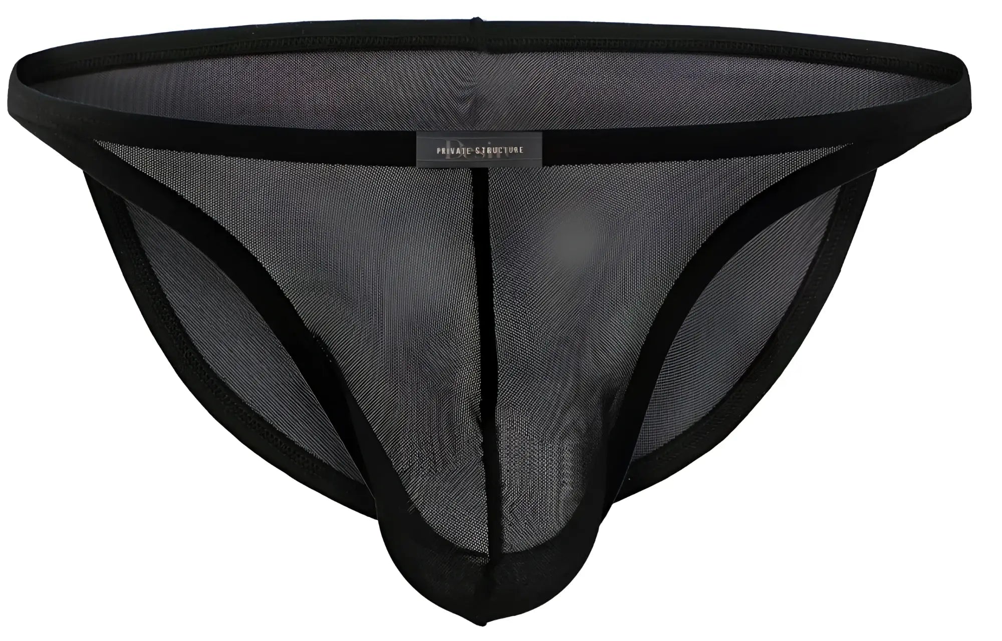 Black mesh thong with reinforced elastic trim and central seam from Private Structure DIAMU3454BT Desire Intima low rise bikini