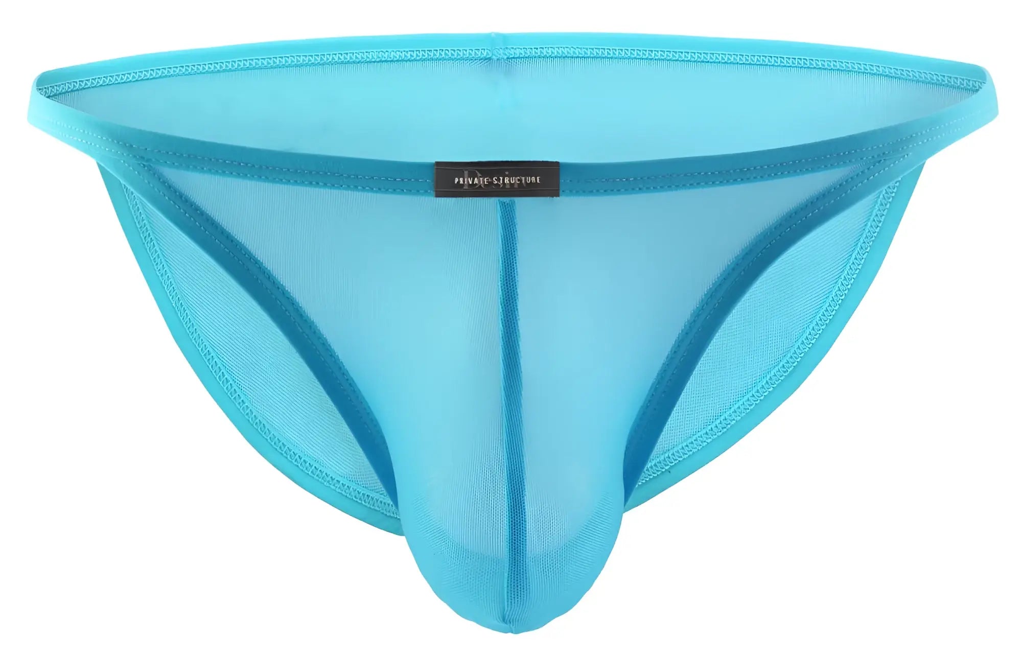 Private structure diamu3454bt desire intima low rise bikini brief in translucent turquoise mesh with central seam and reinforced edges