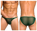 Green sheer mesh thong with solid green waistband low rise bikini by private structure diamu3454bt desire intima