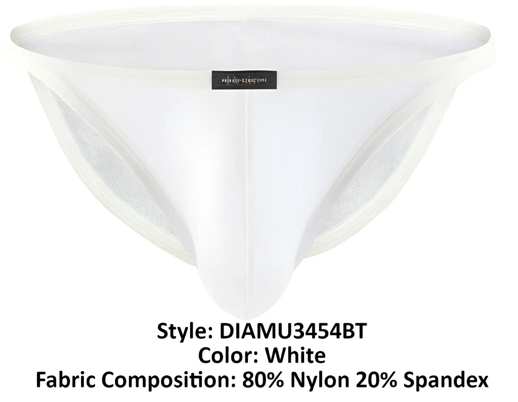 White men’s briefs Private Structure DIAMU3454BT Desire Intima low rise bikini with mesh panel made of nylon and spandex