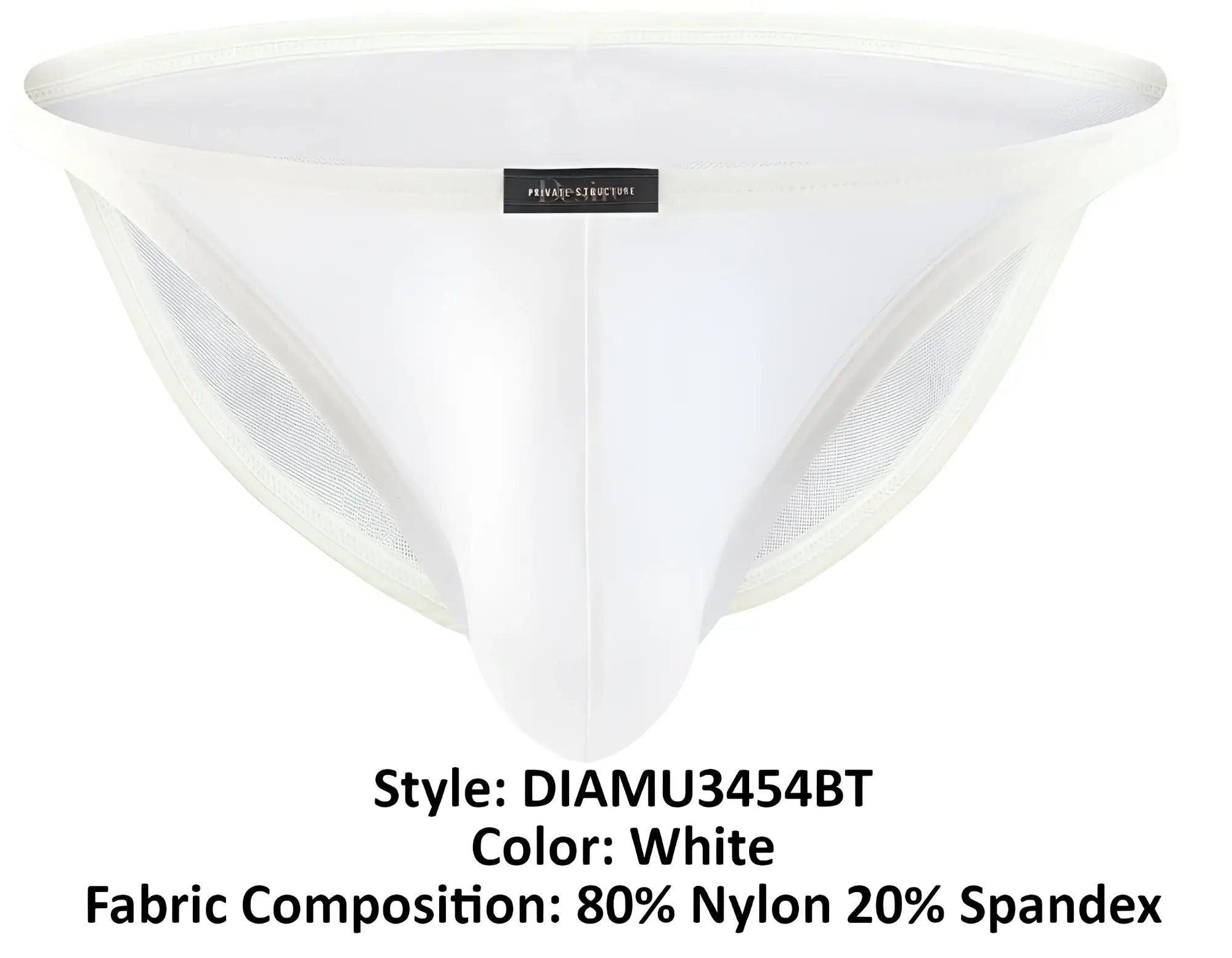 White men’s briefs Private Structure DIAMU3454BT Desire Intima low rise bikini with mesh panel made of nylon and spandex