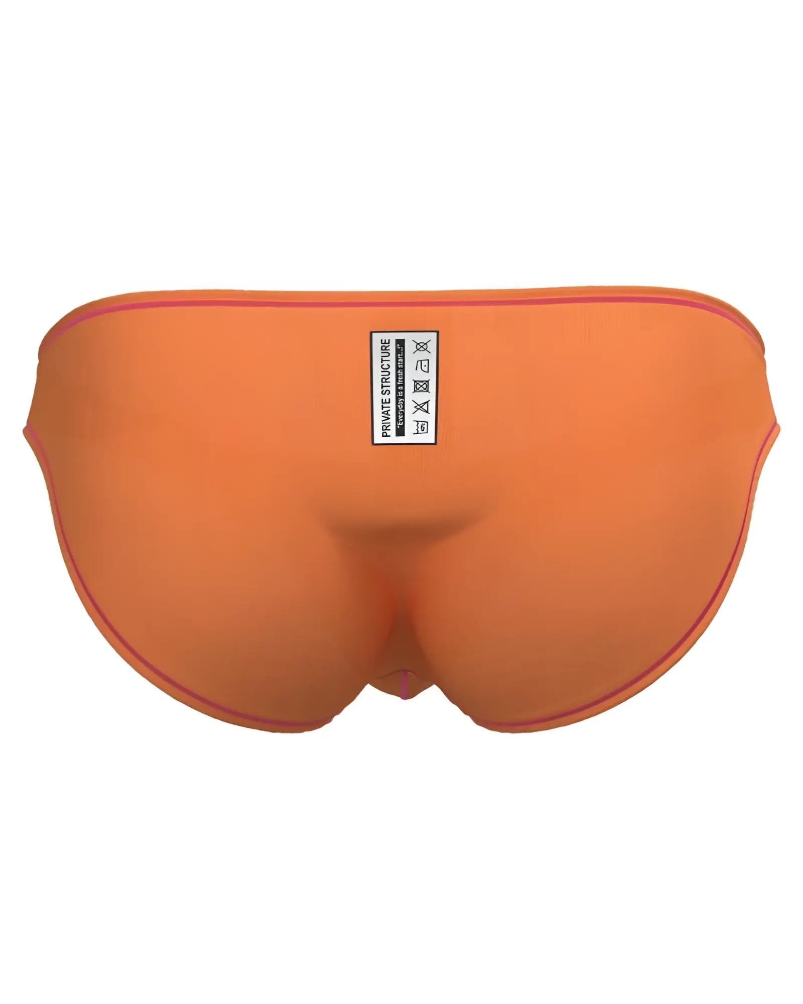 Bright orange swim trunks with subtle pink trim by private structure prime eutopia bikini brief color tangerine