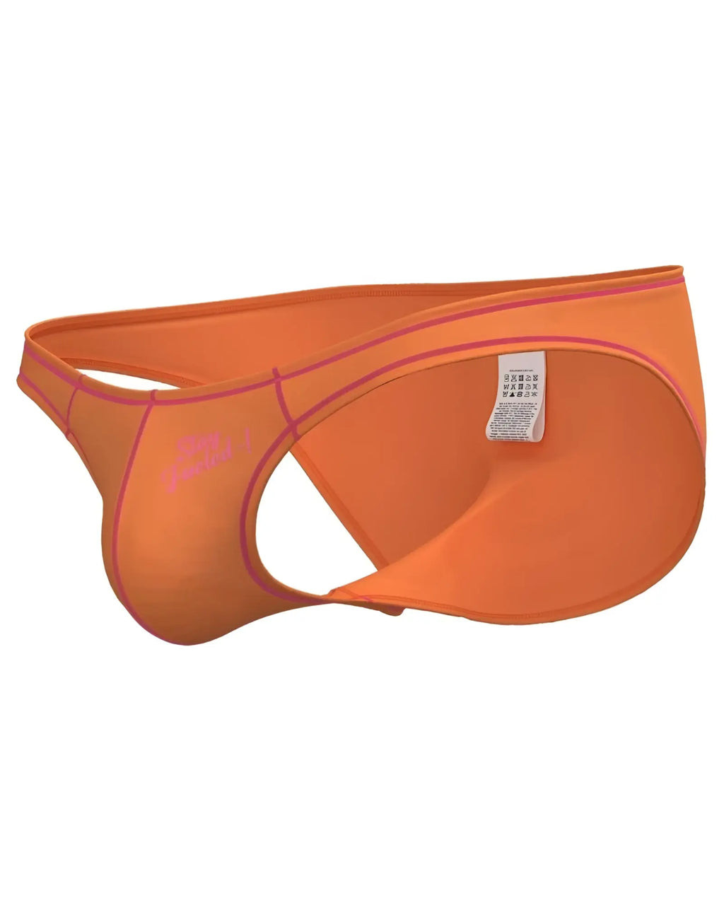 Private structure epus4563 prime eutopia vibrant orange men’s swim trunks with pink trim and modern cut