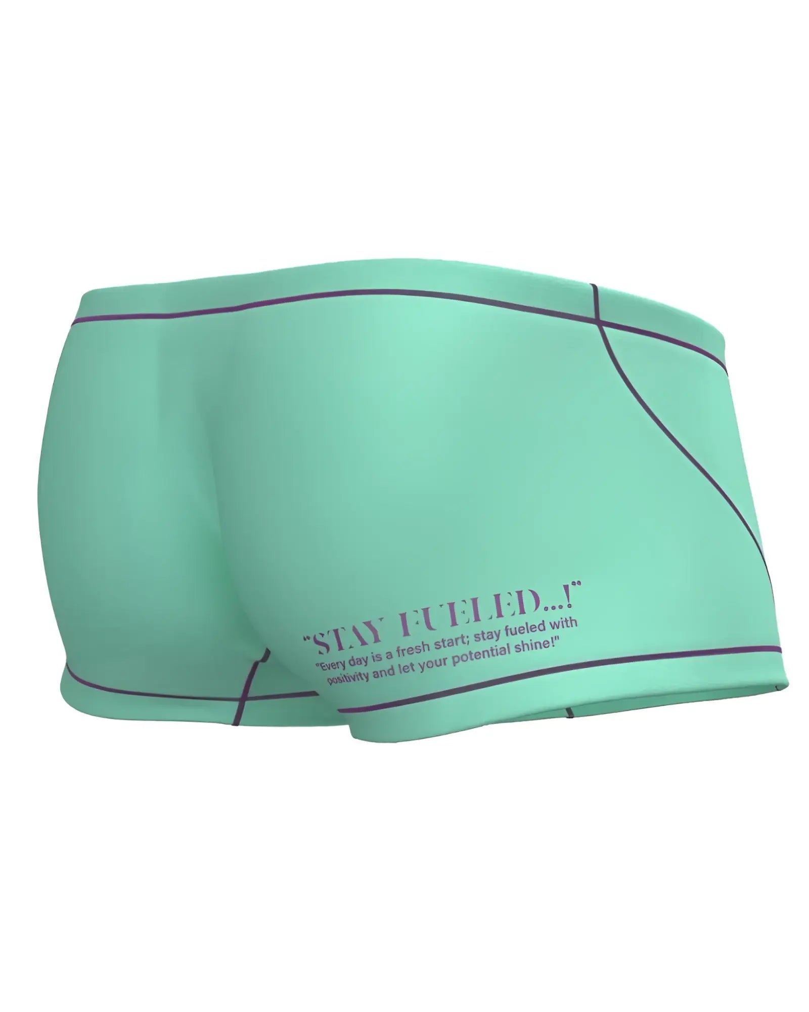 Private structure epus4570 prime elysian hipster athletic shorts in mint green with black trim and motivational side print