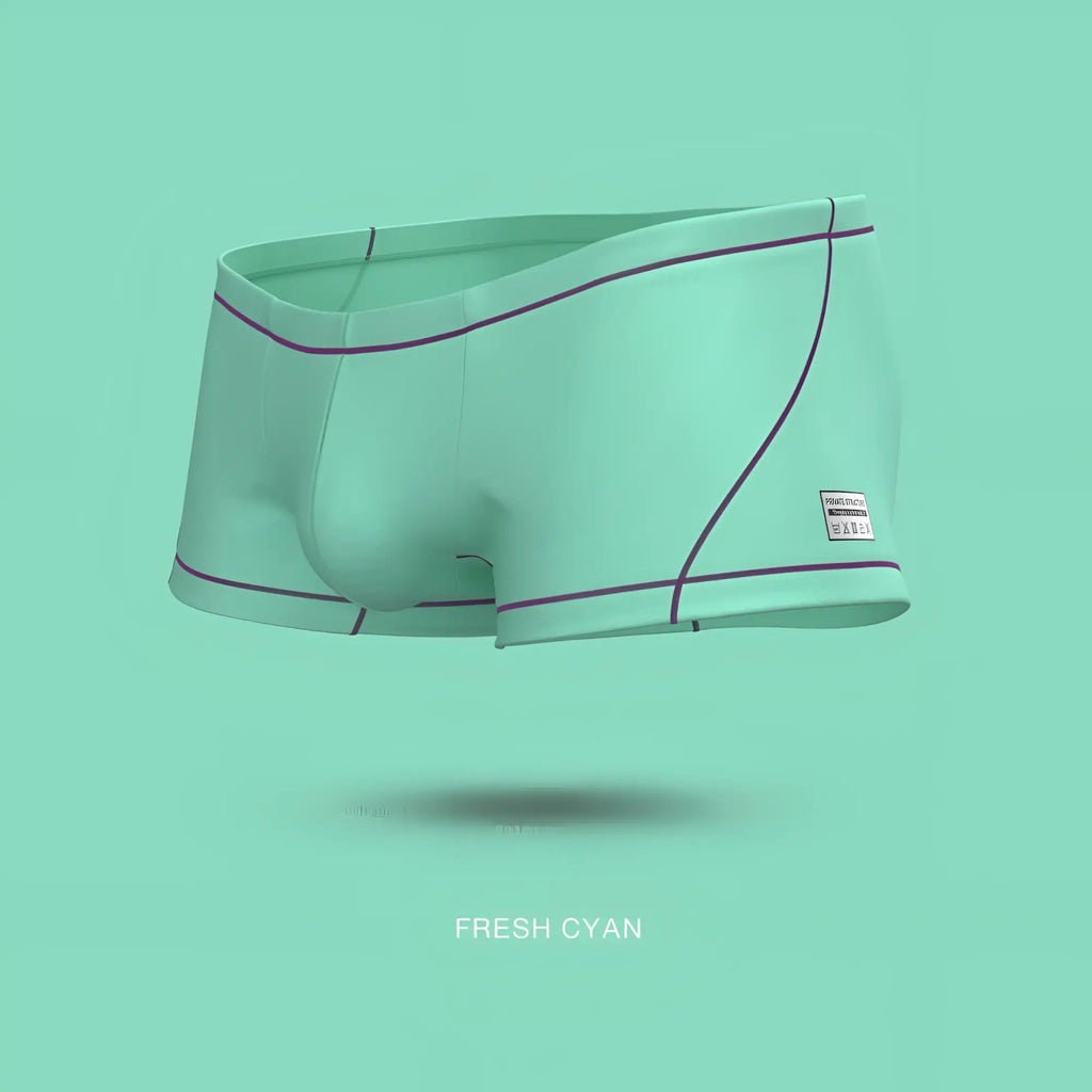 Mint green private structure epus4570 prime elysian hipster boxer briefs with subtle purple stitching on waistband and legs