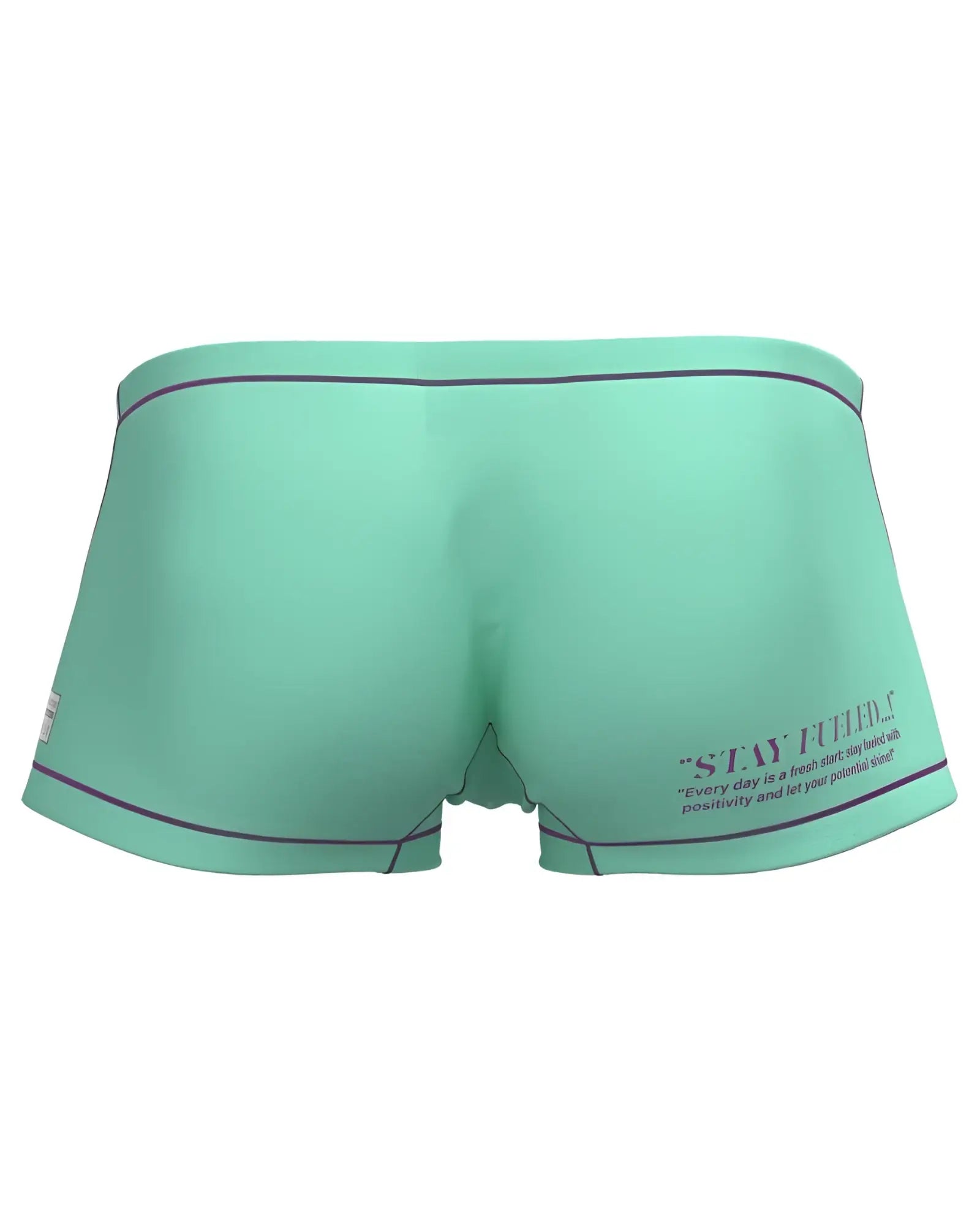Mint green private structure epus4570 prime elysian boxer briefs with black trim and motivational quote on the side
