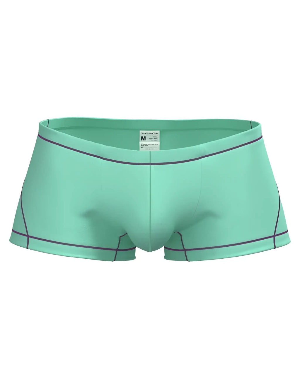 Mint green Private Structure epus4570 prime elysian hipster briefs with dark purple stitching on waistband and leg openings