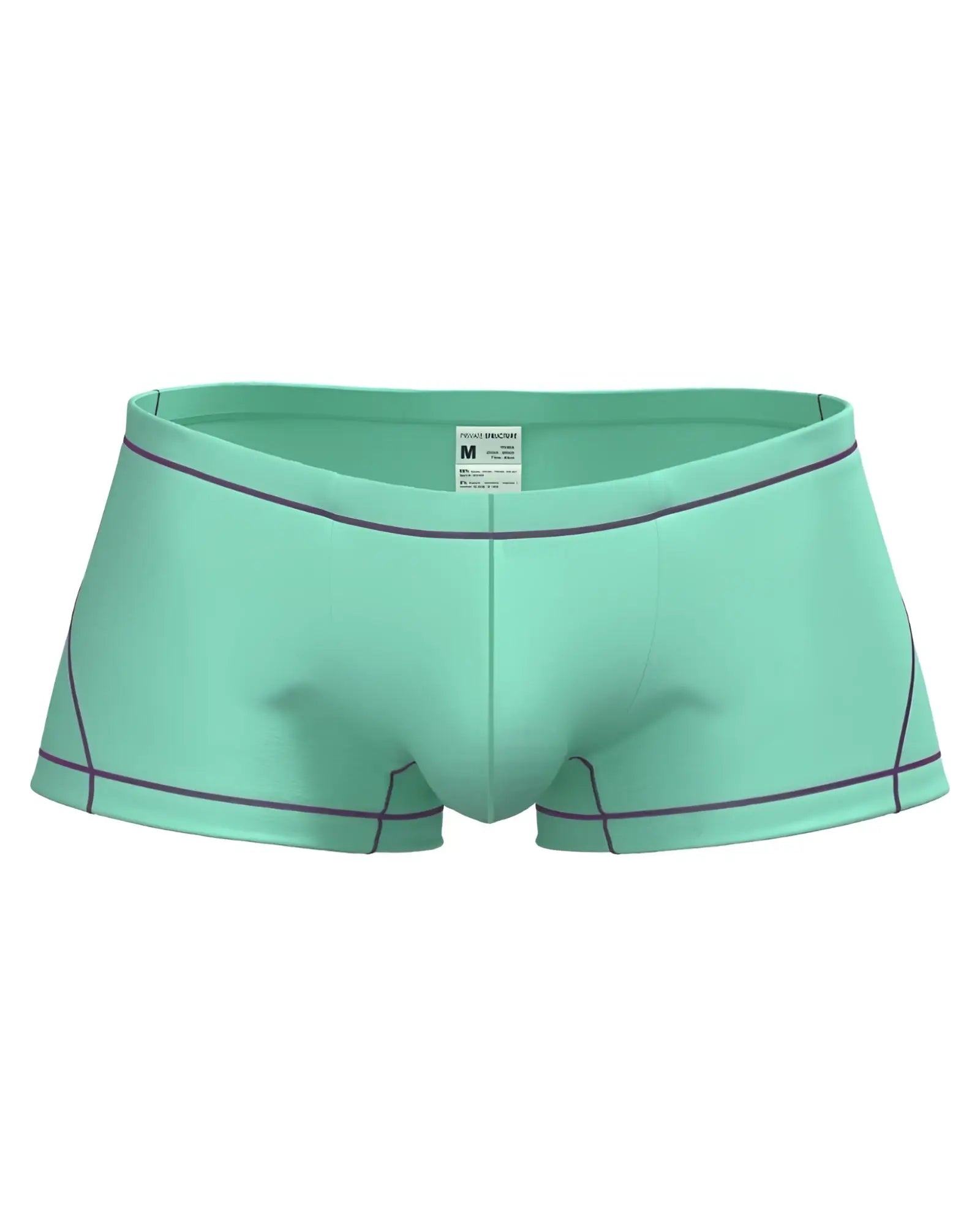 Mint green Private Structure epus4570 prime elysian hipster briefs with dark purple stitching on waistband and leg openings