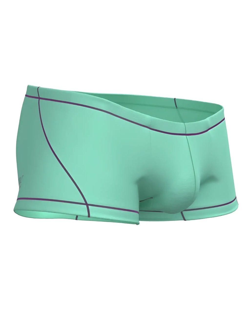 Mint green private structure epus4570 prime elysian hipster briefs with purple stitching on waistband and leg openings