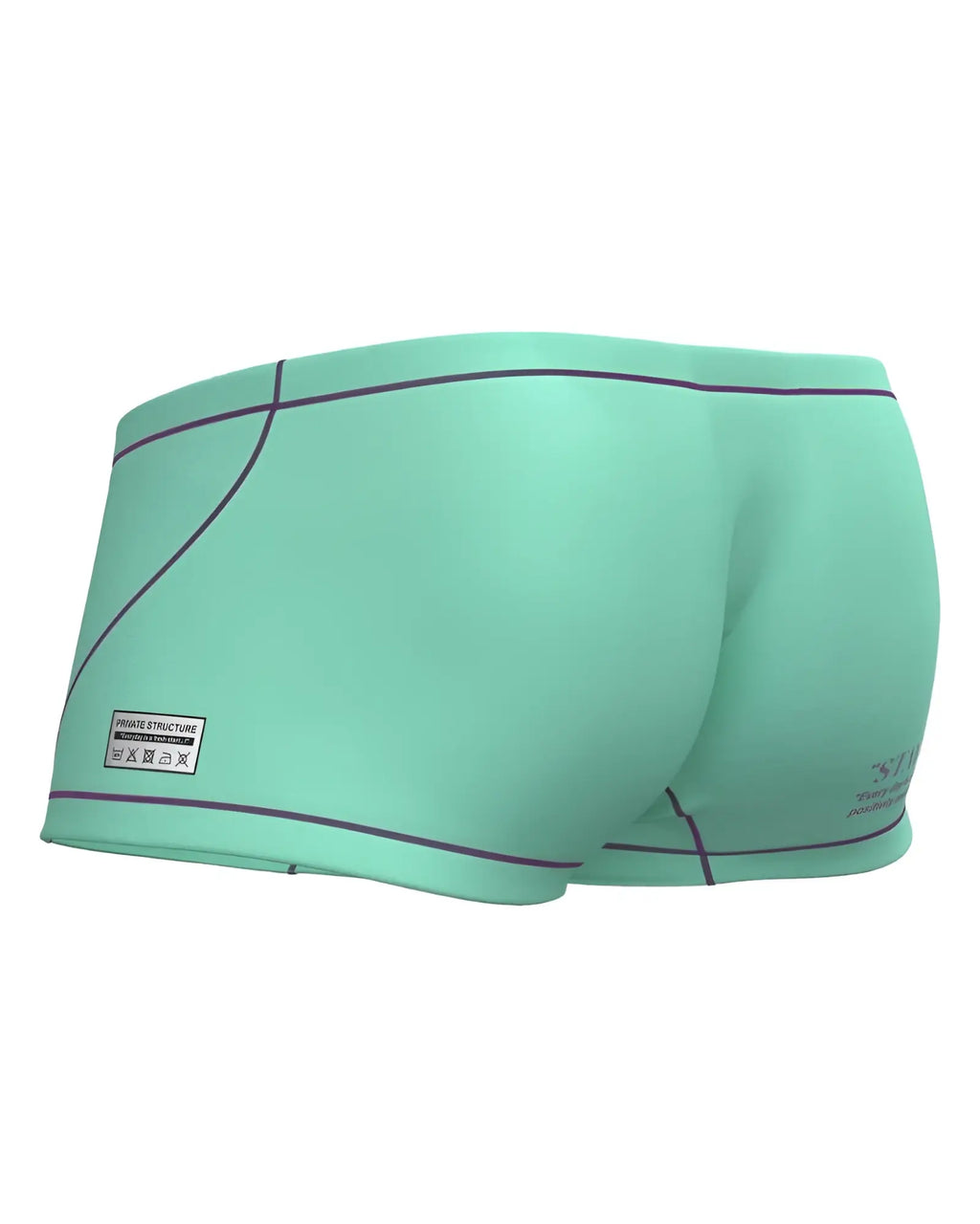 Private structure epus4570 prime elysian mint green swim trunks with black trim and small side brand label