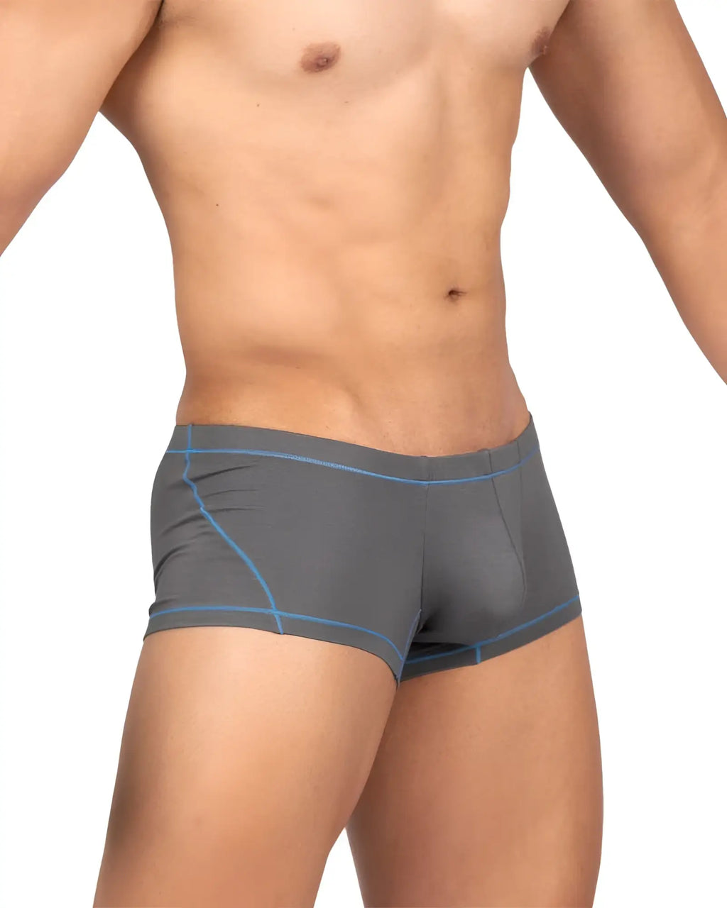 Gray private structure epus4570 prime elysian hipster briefs with blue stitching accents for athletic use