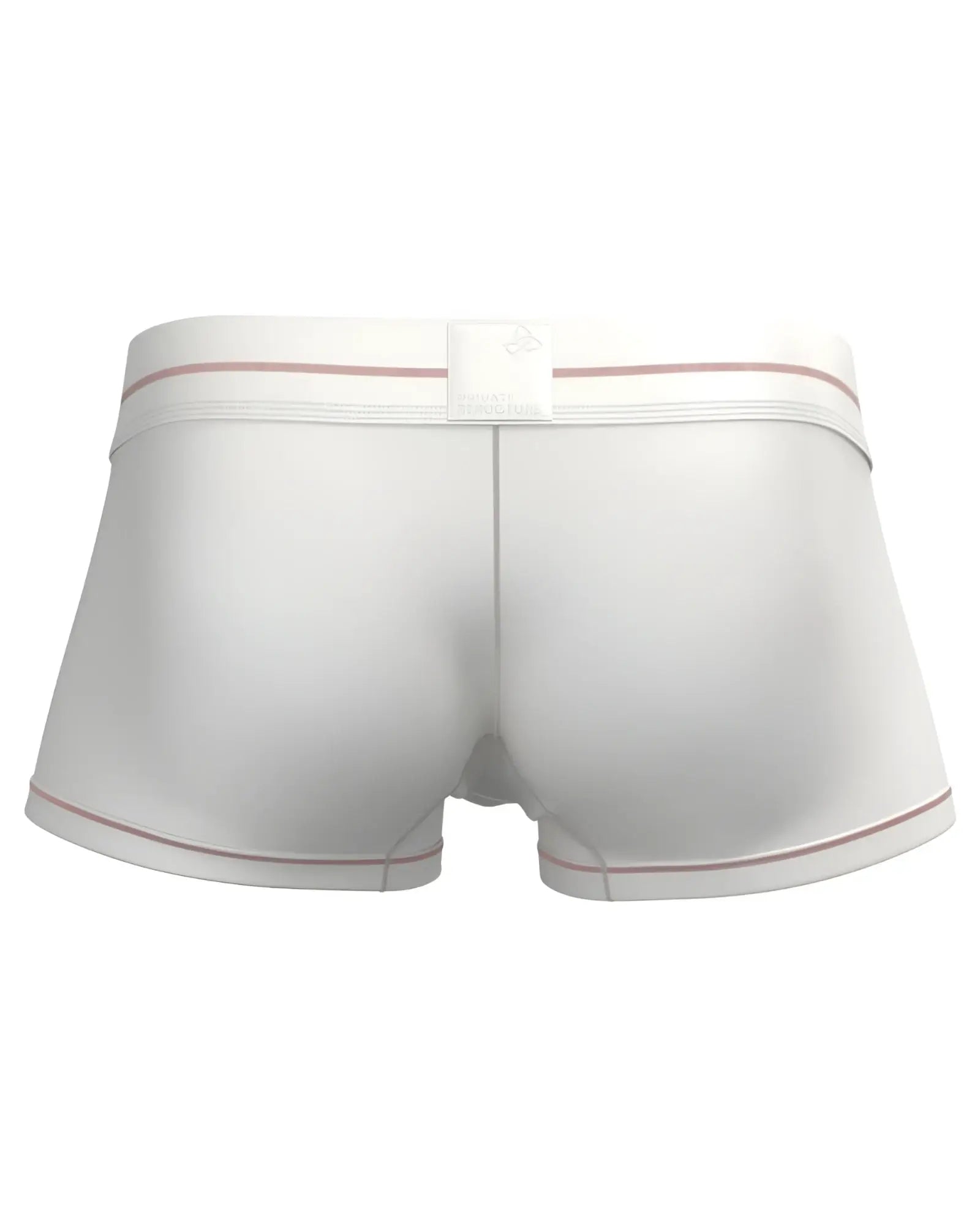White private structure mo lite contour briefs with subtle pink trim along waistband and leg openings