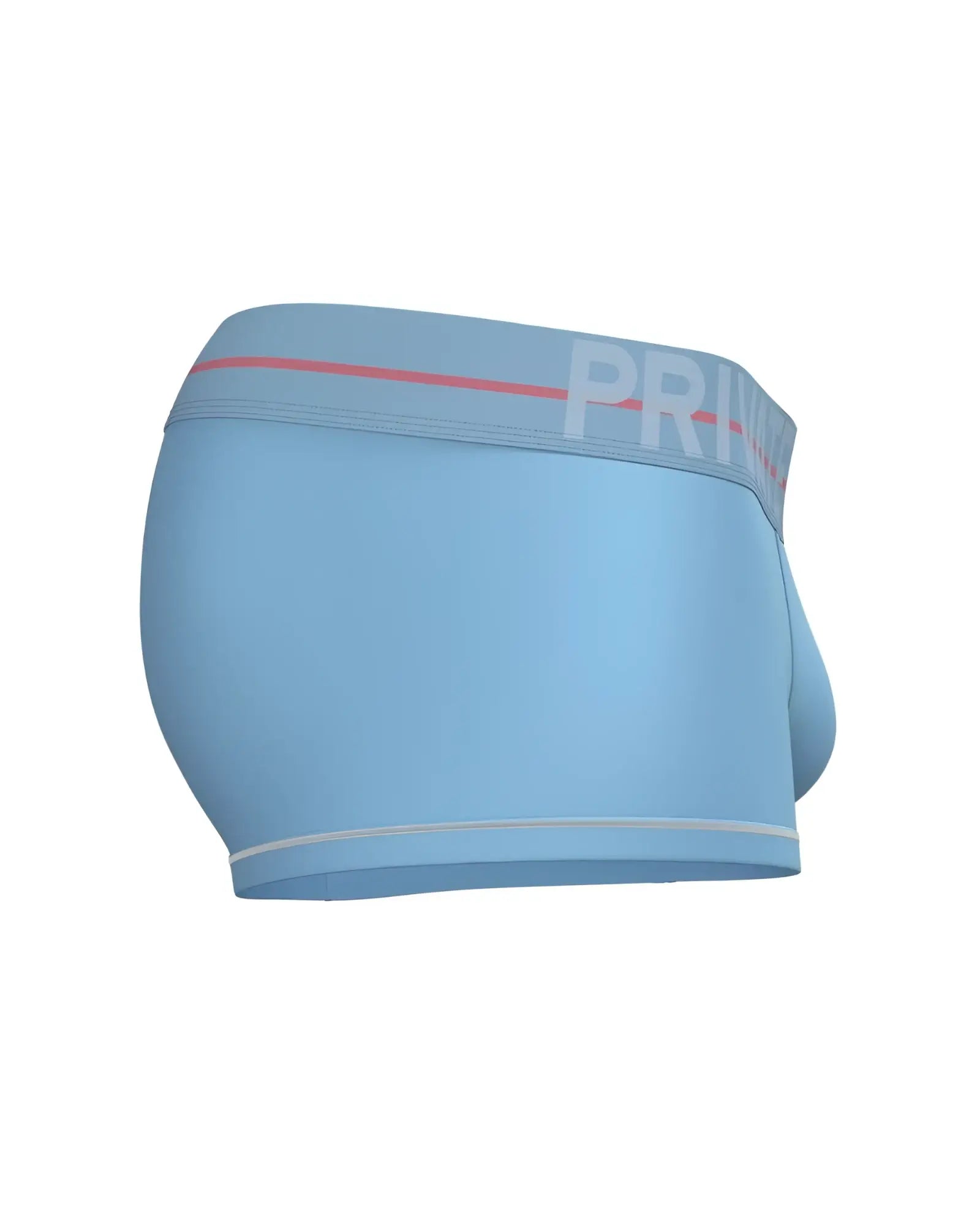 Light blue private structure moux4103 mo lite mid waist trunk briefs with gray waistband and red stripe detail