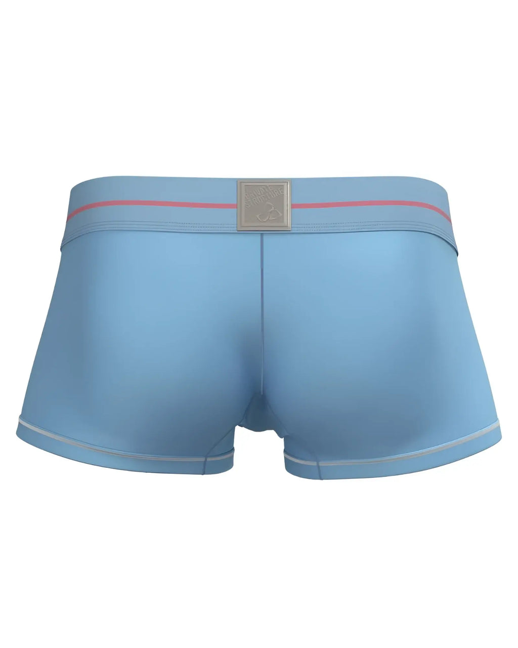 Light blue private structure moux4103 mo lite mid waist men’s briefs with pink waistband stripe and silver logo plaque