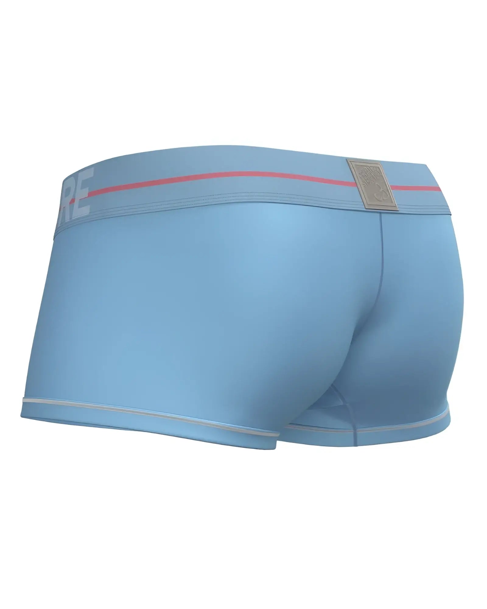 Light blue private structure moux4103 mo lite mid waist trunk briefs with red stripe and silver waistband trim